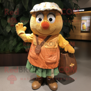 nan Mango mascot costume character dressed with a Cargo Shorts and Coin purses