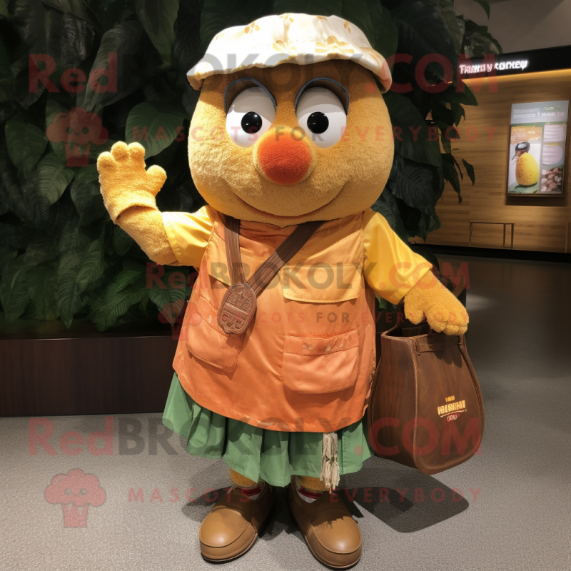 nan Mango mascot costume character dressed with a Cargo Shorts and Coin purses