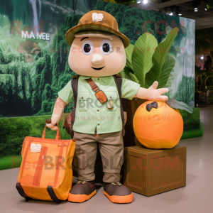 nan Mango mascot costume character dressed with a Cargo Shorts and Coin purses