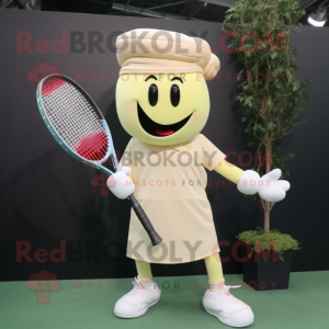 Cream Tennis Racket maskot...