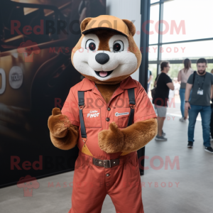 Rust Ferret mascot costume character dressed with a Romper and Bracelet watches