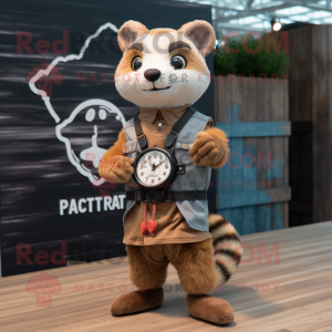 Rust Ferret mascot costume character dressed with a Romper and Bracelet watches