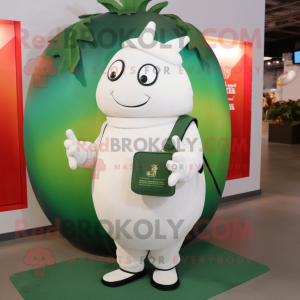 White Beet mascot costume character dressed with a Turtleneck and Coin purses