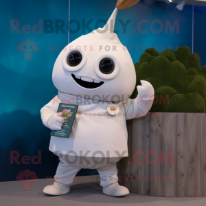 White Beet mascot costume character dressed with a Turtleneck and Coin purses