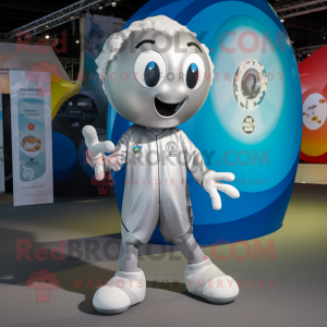 Silver Soccer Ball mascot costume character dressed with a Culottes and Brooches