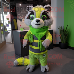 Lime Green Raccoon maskot...