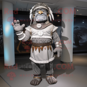 Gray Chief mascot costume character dressed with a Jumpsuit and Belts