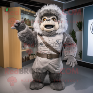 Gray Chief mascot costume character dressed with a Jumpsuit and Belts