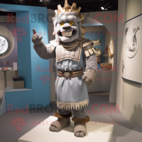 Gray Chief mascot costume character dressed with a Jumpsuit and Belts