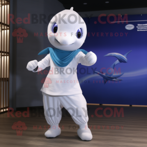 Hvid Dolphin maskot kostume...