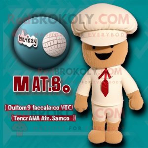 Beige Meatballs mascot costume character dressed with a One-Piece Swimsuit and Berets