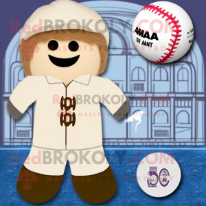 Beige Meatballs mascot costume character dressed with a One-Piece Swimsuit and Berets