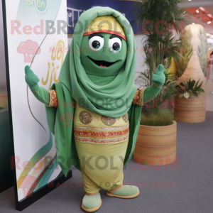 Olive Biryani mascot costume character dressed with a Leggings and Scarves
