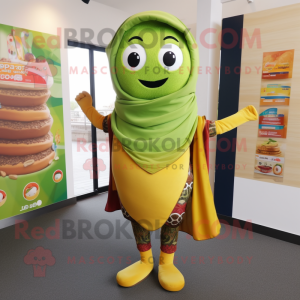 Olive Biryani mascot costume character dressed with a Leggings and Scarves