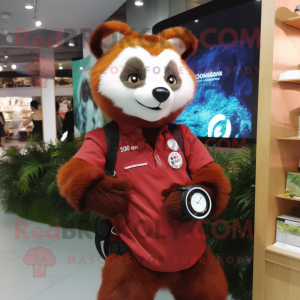 Maroon Red Panda maskot...