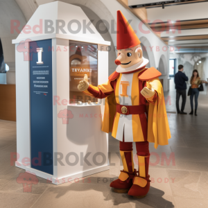 Tan Swiss Guard mascot costume character dressed with a T-Shirt and Pocket squares