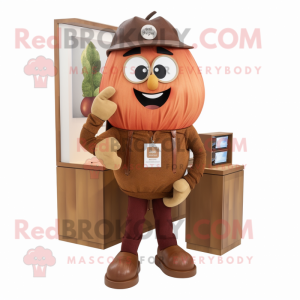 Rust Apple mascot costume character dressed with a Chinos and Belts