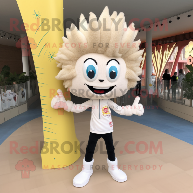 Cream But mascot costume character dressed with a Skinny Jeans and Hair clips Cream But mascot costume character dressed with a Skinny Jeans and Hair clips