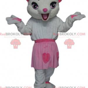 Mascot white cat with a pink skirt - Redbrokoly.com