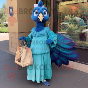Blue Peacock maskot drakt...