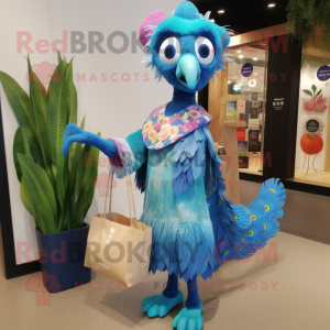 Blue Peacock maskot drakt...