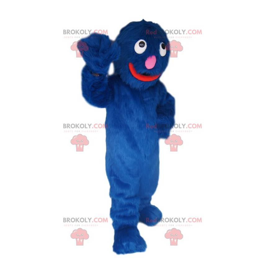 Mascota monstruo azul divertido y peludo - Redbrokoly.com