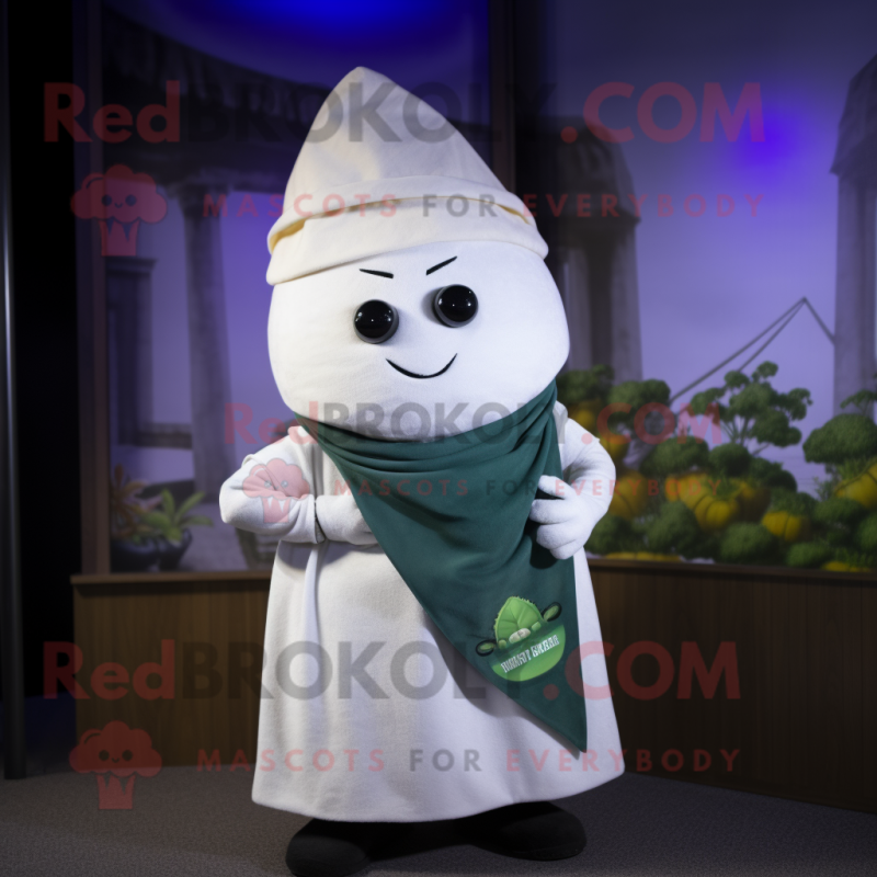 White Beet mascot costume character dressed with a Waistcoat and Shawls