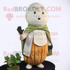 White Beet mascot costume character dressed with a Waistcoat and Shawls