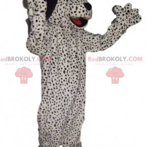 Mascotte de chien blanc moucheté noir - Redbrokoly.com