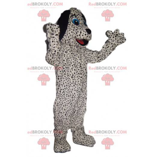 Mascotte de chien blanc moucheté noir - Redbrokoly.com