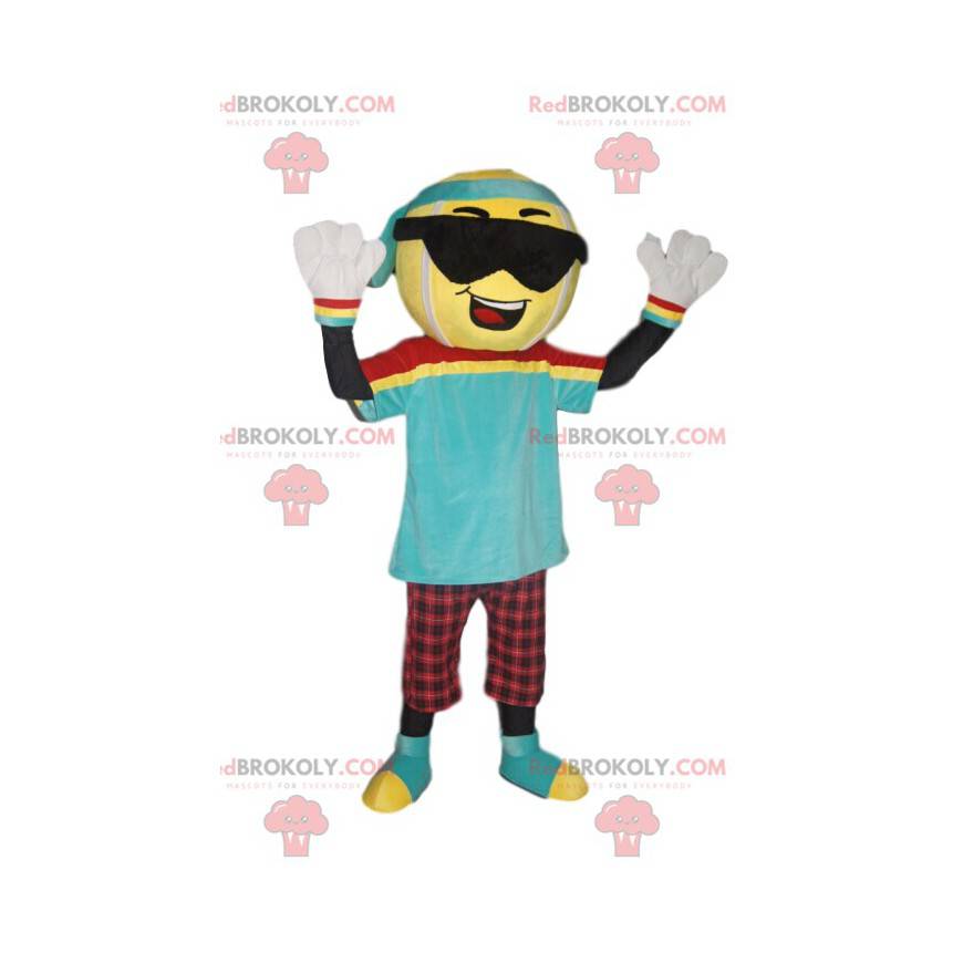 Maskot sněhuláka s hlavou tenisového míčku - Redbrokoly.com Maskot sněhuláka s hlavou tenisového míčku - Redbrokoly.com