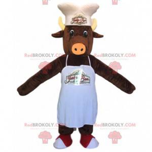 Brown boar mascot with a chef's hat and a white apron -