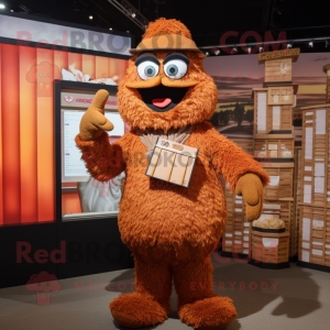 Brown Chicken Parmesan mascot costume character dressed with a Bodysuit and Suspenders