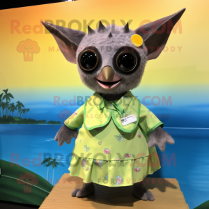 Olive Fruit Bat mascot costume character dressed with a Swimwear and Brooches