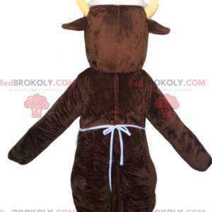 Brown boar mascot with a chef's hat and a white apron -