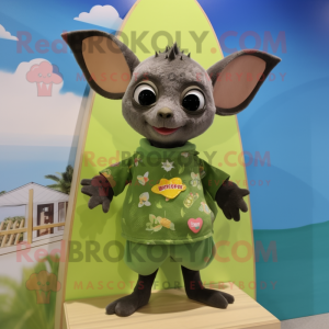 Olive Fruit Bat mascot costume character dressed with a Swimwear and Brooches