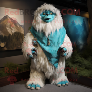 Turquoise Yeti mascotte...