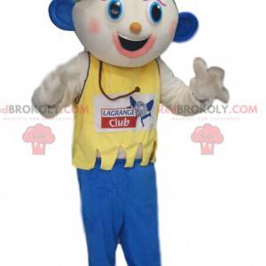 Grappige sneeuwmanmascotte met blauwe oren - Redbrokoly.com