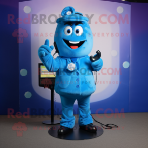Blue Phone mascot costume character dressed with a Trousers and Watches