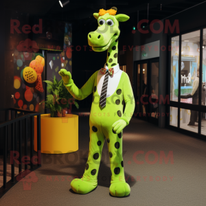 Lime Green Giraffe mascotte...