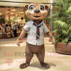 nan Mongoose mascot costume character dressed with a Henley Shirt and Ties