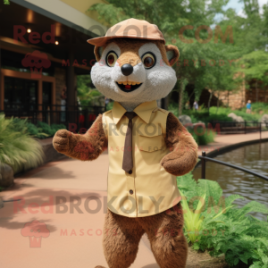 nan Mongoose mascot costume character dressed with a Henley Shirt and Ties