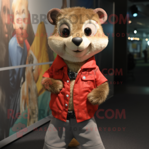 nan Mongoose mascot costume character dressed with a Henley Shirt and Ties