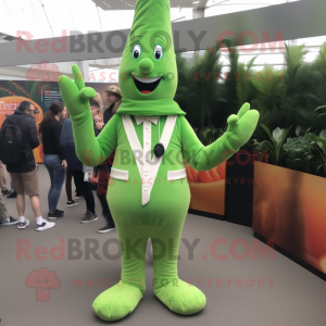 Forest Green Asparagus mascot costume character dressed with a Trousers and Gloves