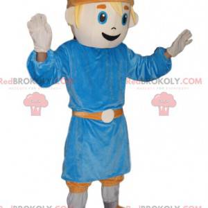 Kleine jongen mascotte met een blauwe tuniek - Redbrokoly.com