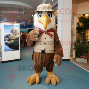 nan Bald Eagle mascot costume character dressed with a Corduroy Pants and Caps