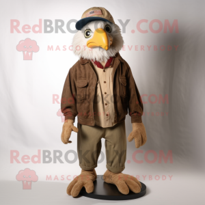 nan Bald Eagle mascot costume character dressed with a Corduroy Pants and Caps