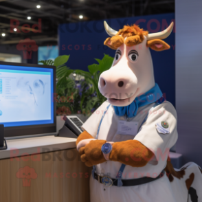 Blue Guernsey Cow mascot costume character dressed with a Henley Shirt and Digital watches