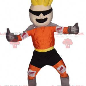 Blonde superheldenmascotte met een leuk kapsel - Redbrokoly.com