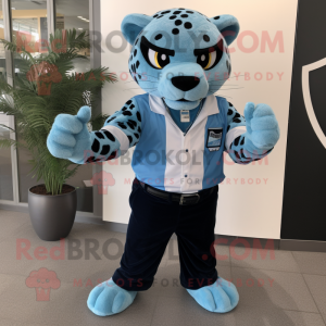 Blå Jaguar maskot kostume...